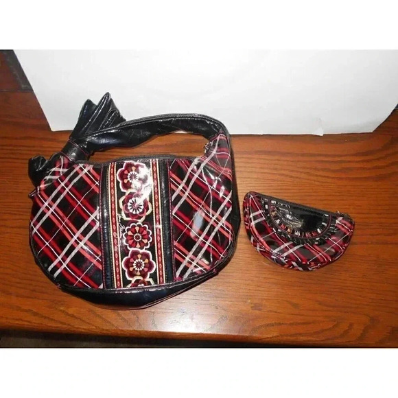 Vera Bradley Frill All My Love Purse and Zip Wallet Pouch Black & Red - Picture 1 of 6